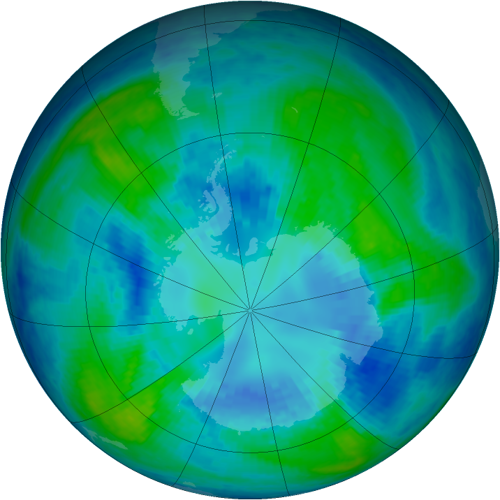 Antarctic ozone map for 11 April 2004